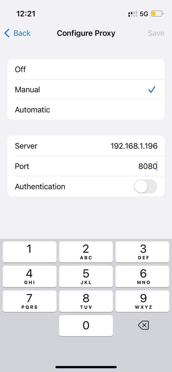 iphone's"wifiproxy"screen